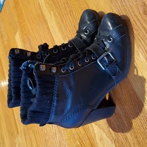 9 West vintage boots,size 6.5, black w silver buckles, used,excellent condition
